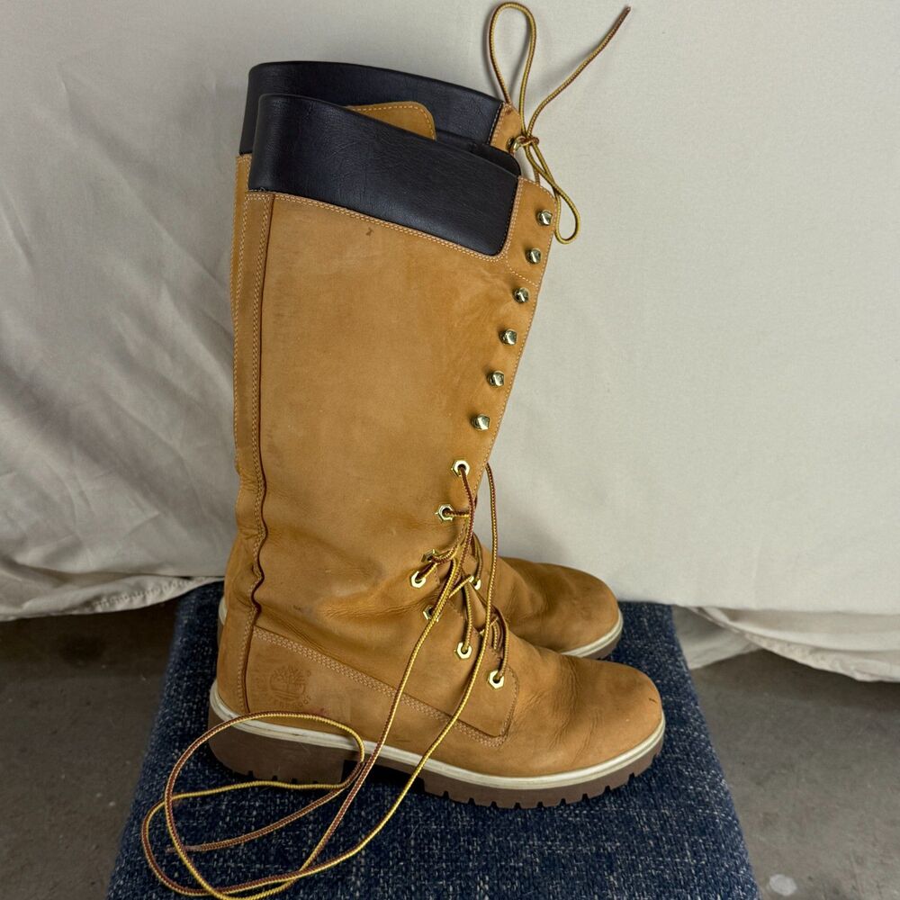 Timberland 14 Inch tall Premium Waterproof Leather Boots 3752R Wheat Womens S.9